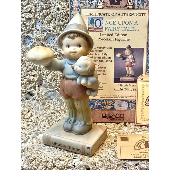 1992 Enesco Simple Simon Once Upon A Fairy Tale Porcelain Figurine Limited Editi - Picture 3 of 10
